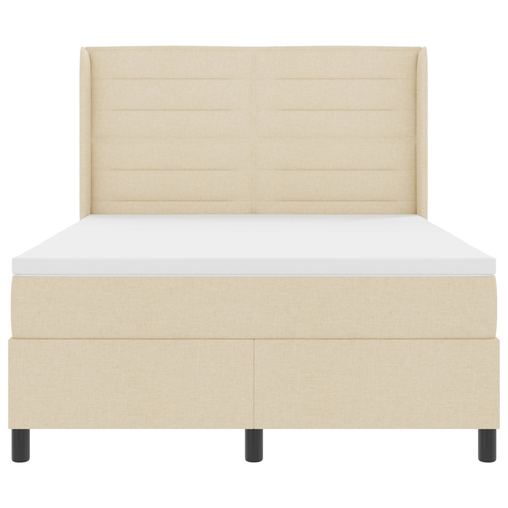 Letto a box spring con materasso crema 140x200 cm in tessuto