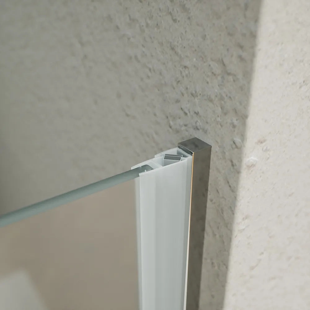 Porta doccia 90cm apertura a battente con profili cromati e vetro da 6mm opaco h195 | Elba