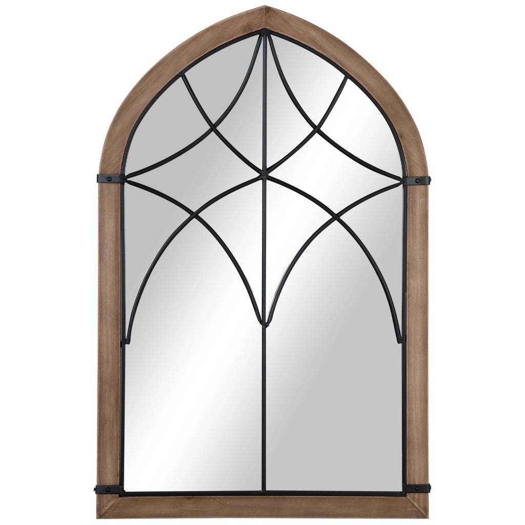 Specchio da Parete con Ganci ¨C Zephmum ¨C Legno e Vetro Marrone Nero 60x93 cm
