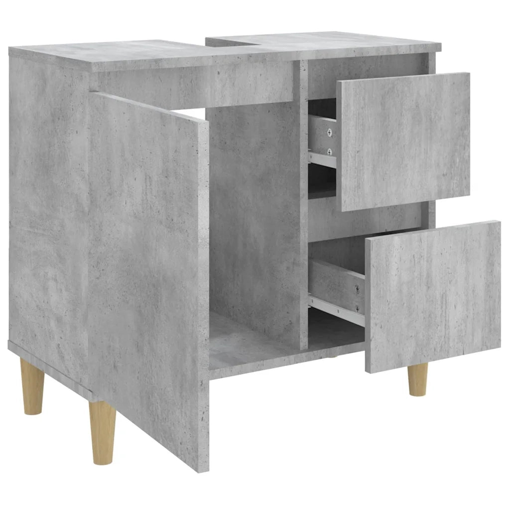 Armadietto da Bagno | Armadio da bagno Grigio Cemento 65x33x60cm Legno Multistrato