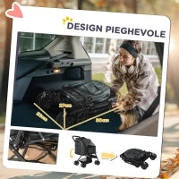 Passeggino per Cani Piccoli Pieghevole con Maniglione Girevole e Cestino Portaoggetti, 76.5x52x95 cm, Grigio