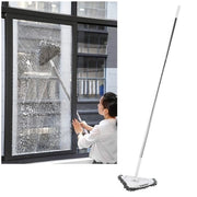 Spazzola a mano 360 gradi rotativa - Spazzola adattabile a tre lati - Aspirapolvere per vetro - Manico rimovibile - Tubi in acciaio inossidabile - Lunghezza 135 cm - Spazzola per inferriata