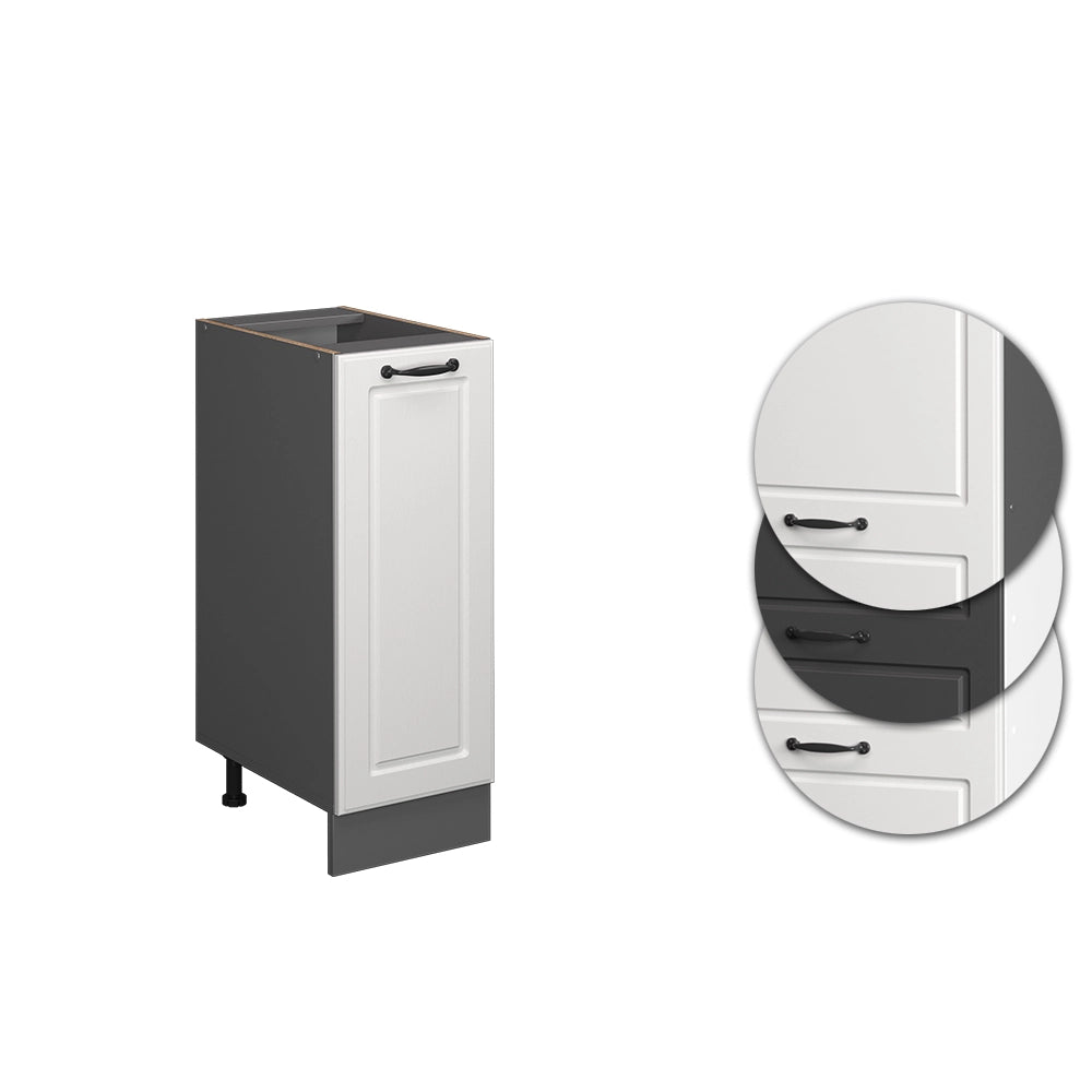 Armadio cucina dispensa alto R-Line Bianco rustico/Antracite 30 cm PL Marmo Vicco