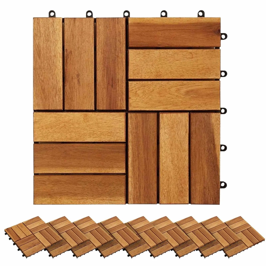 Piastrella per Decking 30 pz Marrone 30 x 30 cm CFW9046121