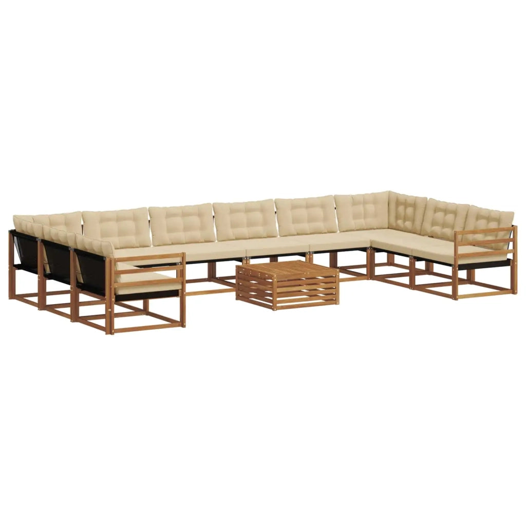 Set di divani da esterno con cuscino 11 pcs Naturale e Beige 3369904