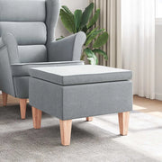 Poggiapiedi con Gambe in Legno Grigio Chiaro in Tessuto 329425