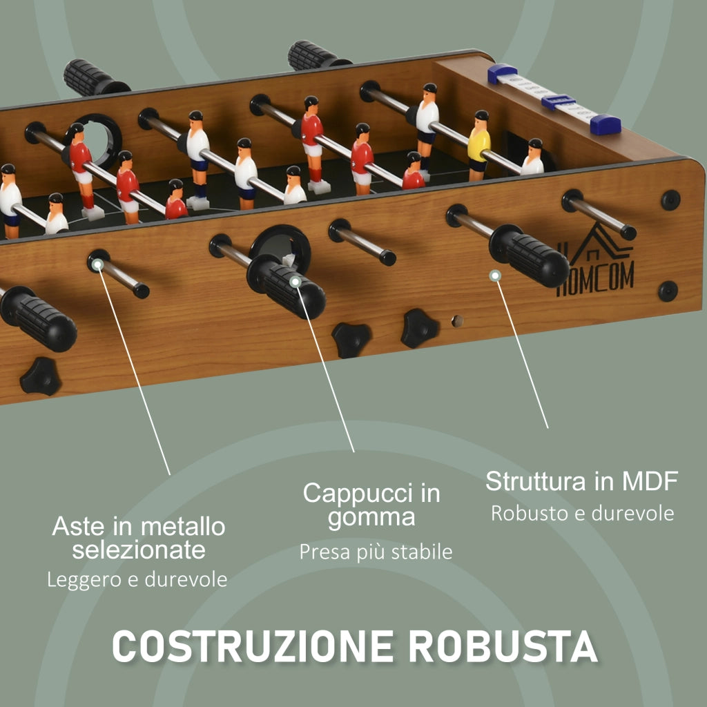 EasyComfort Calcio Balilla Pieghevole in Legno con 6 Aste, 18 Giocatori e Segnapunti, 69x37x70cm