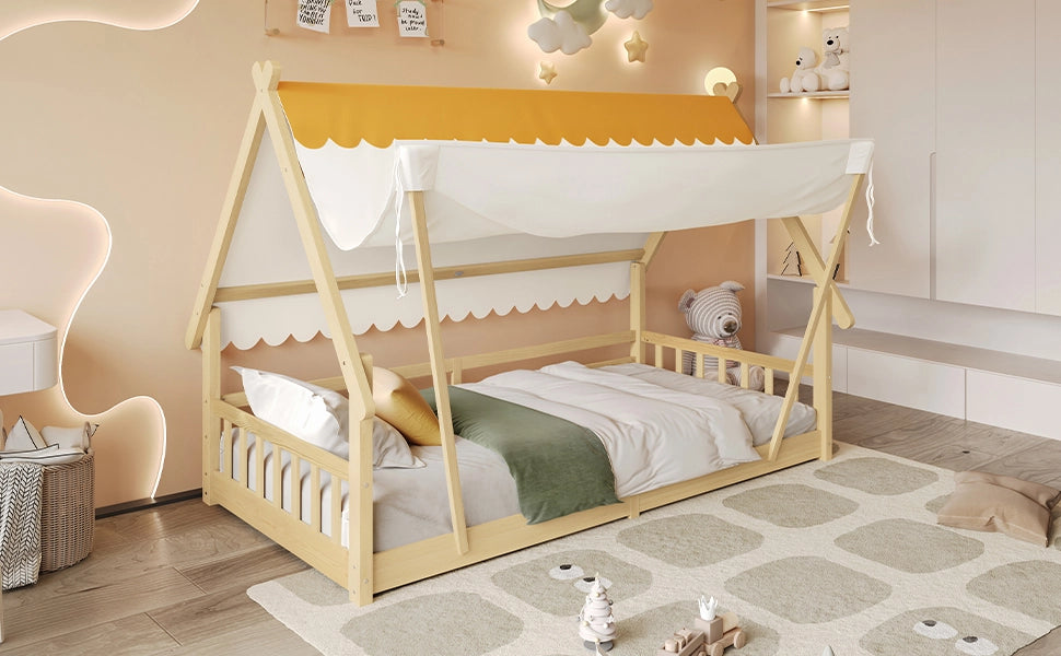 letto in legno bianco e naturale 90 x 200 cm