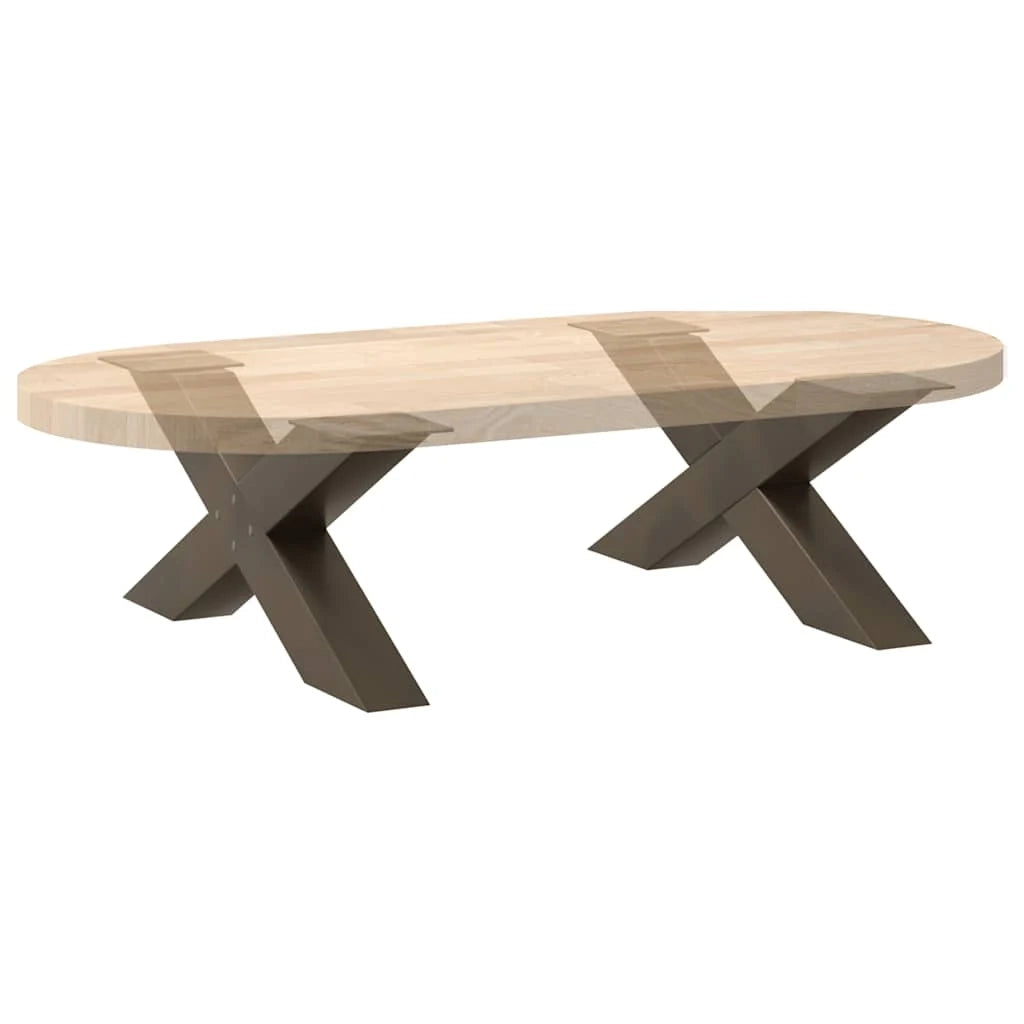 Set di 2 gambe per tavolino da caffè a forma di X 70 x 31 cm con piedini regolabili design moderno acciaio naturale 02_0057219