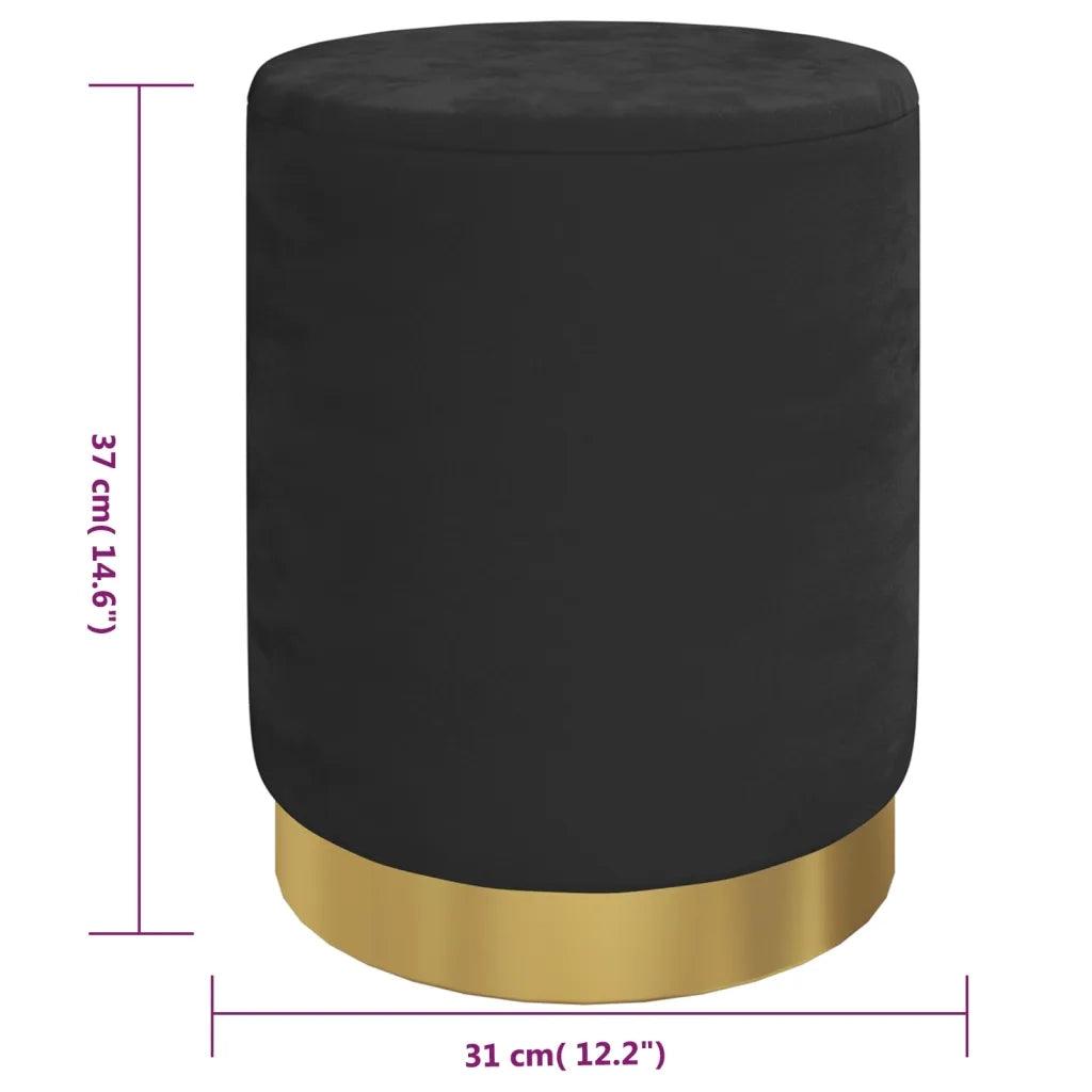 Sgabello Rotondo con Contenitore Nero in Velluto 31 x 37 cm