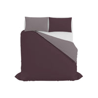 Copripiumino Piazza E Mezza con Sacco e Federe in Tinta Unita Double Face Linea Zoe Vinaceo e Rosa Antico