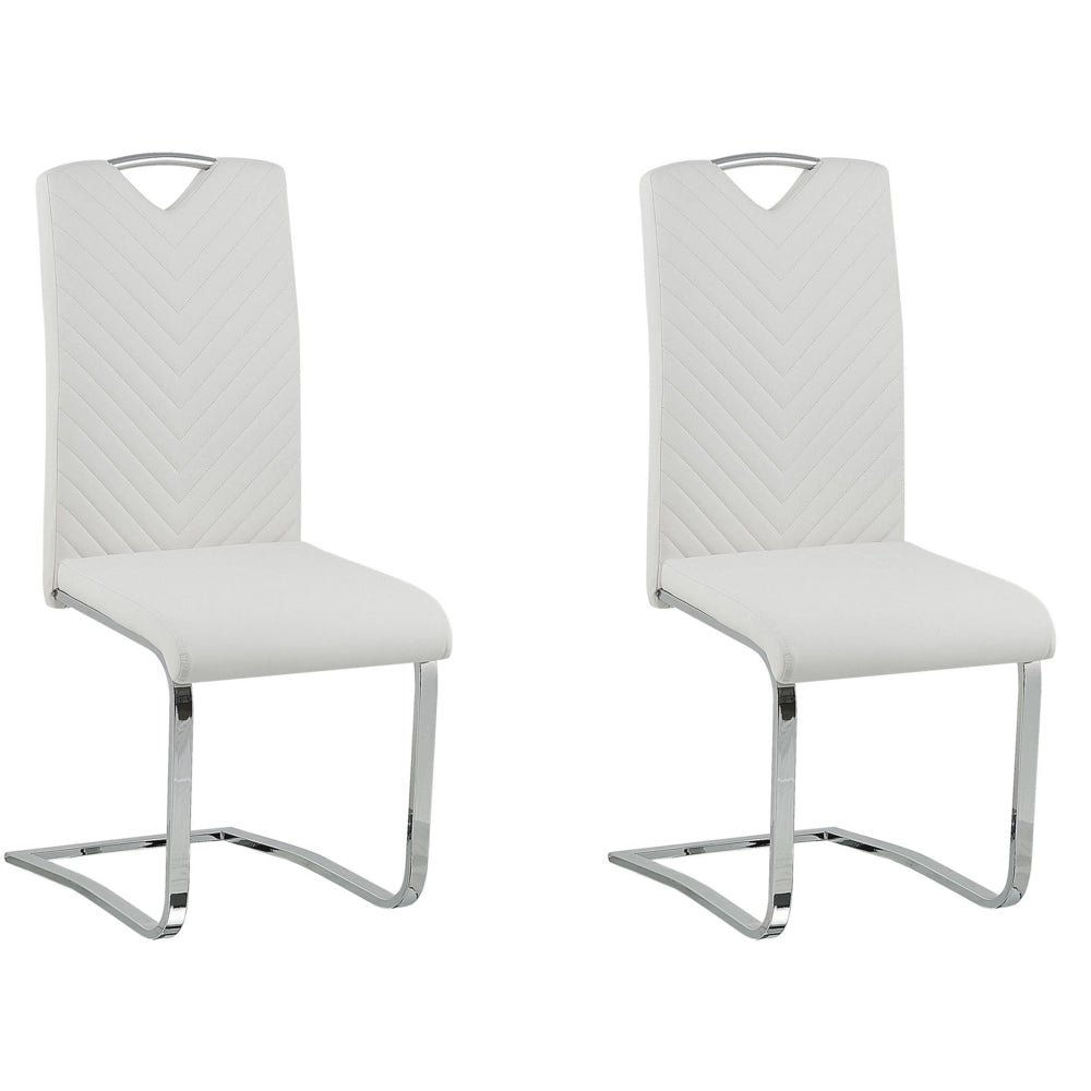 Set di 2 sedie da pranzo bianco sporco con sedile imbottito in ecopelle con schienale alto per sale conferenze a sbalzo moderne