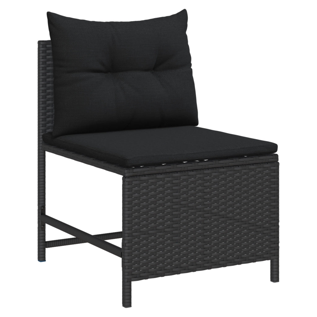 Set Divano da Esterno - Nero Rattan, Legno Medio Durevole
