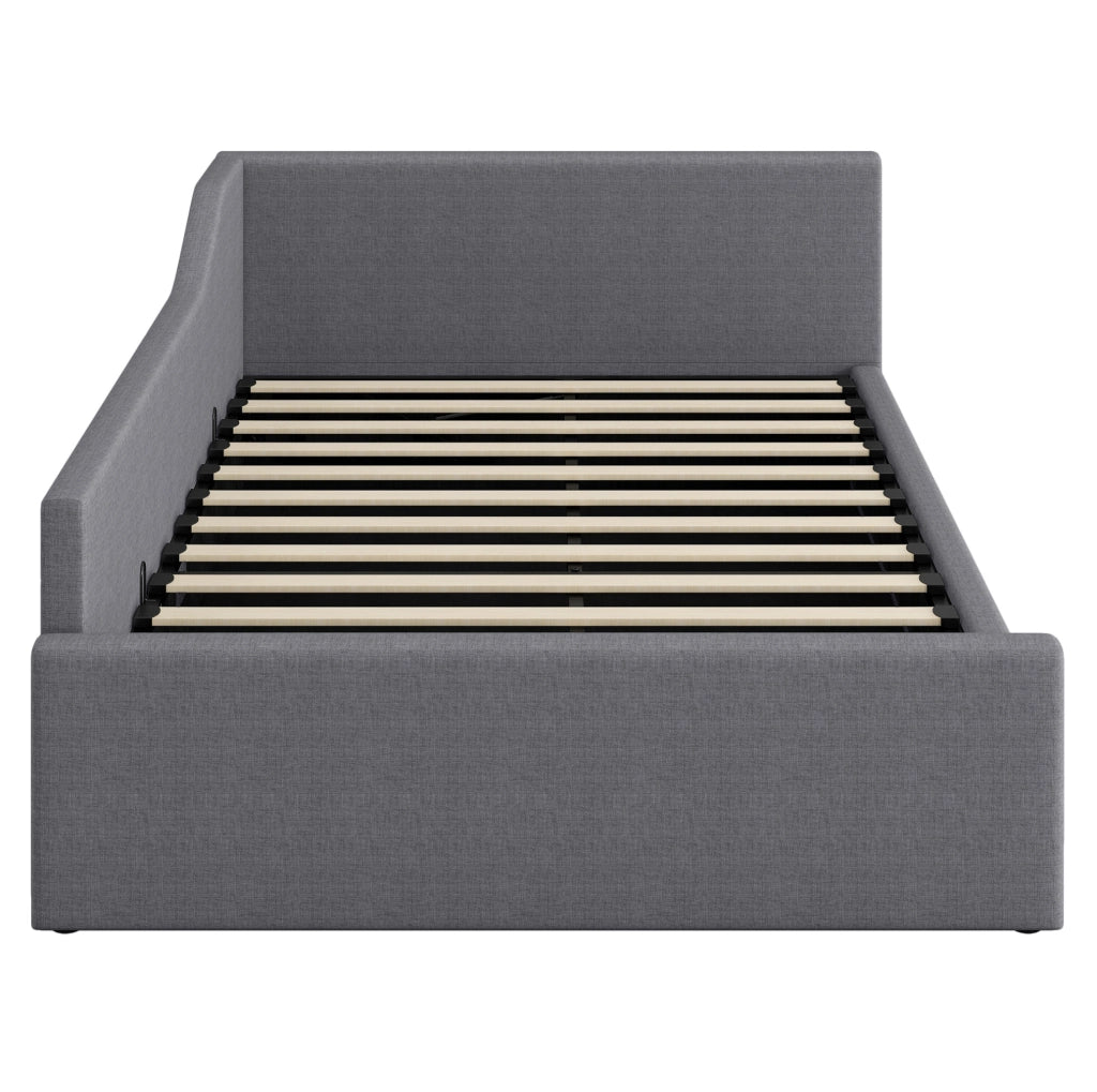 Letto Giorno Imbottito 140x200 cm con Contenitore Sotto, Grigio