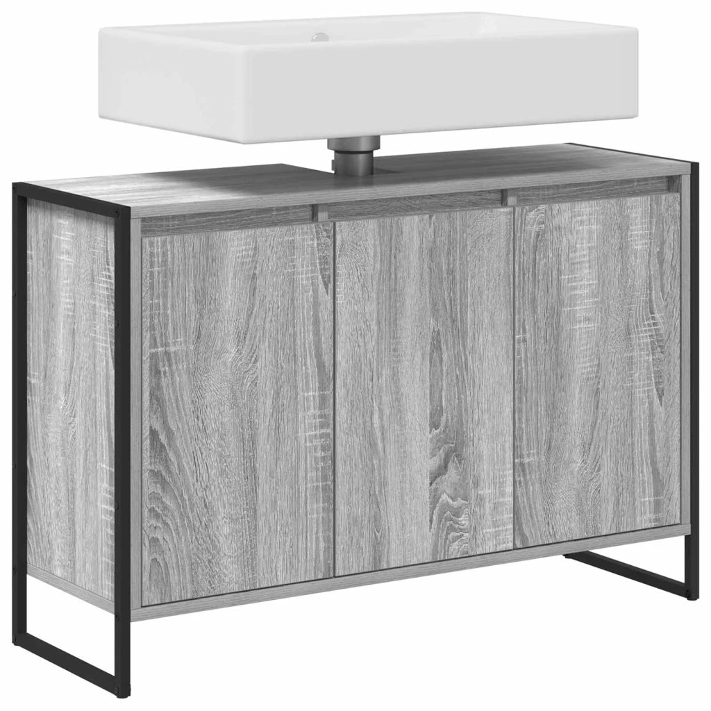 Mobile da Bagno Grigio Sonoma 90 x 30 x 60 cm Legno multistrato