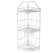Trade Shop - Mensola Angoliera Angolare 3 Ripiani Porta Oggetti Bagno Metallo Bianco 52528 -