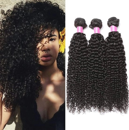 Tre Bundle di Capelli Reali - Ricci Profondi, 22 pollici, Estensioni di Capelli Umani