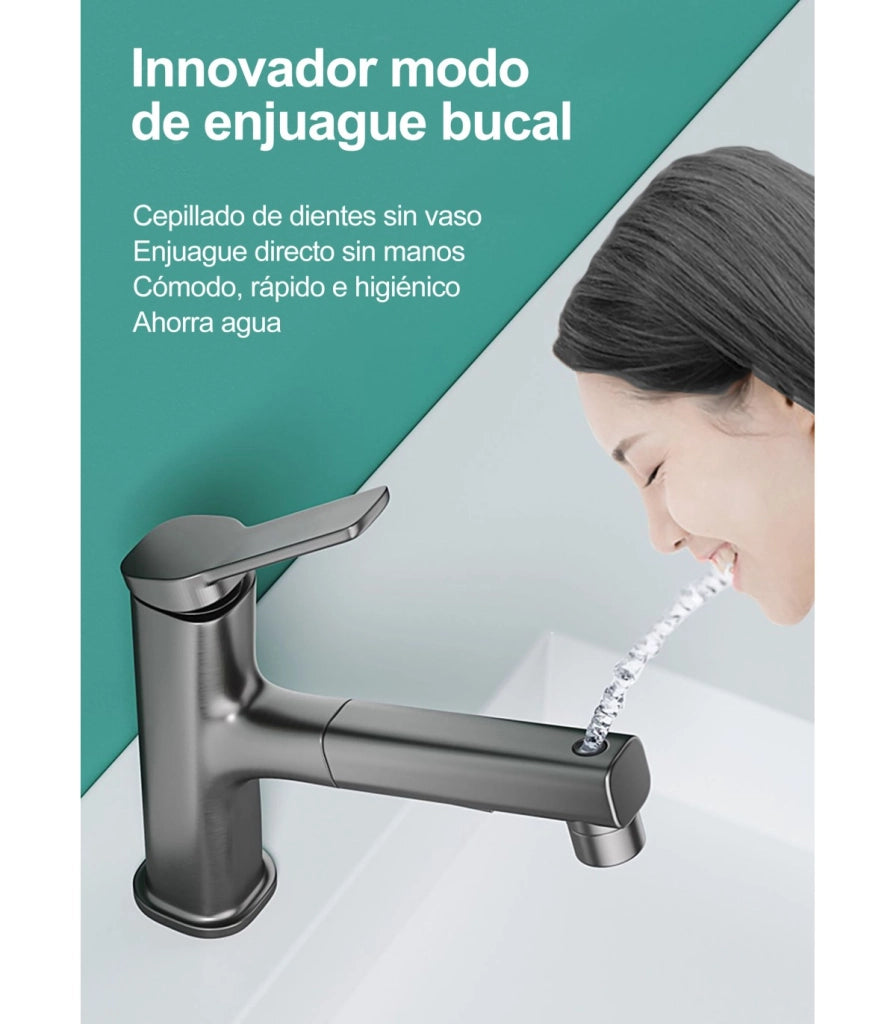 Rubinetto Lavandino Acqua Verticale LH-178 | Rame Massiccio | Estraibile | 2 Modi Acqua | Acqua Verticale per Risciacquo Dentale
