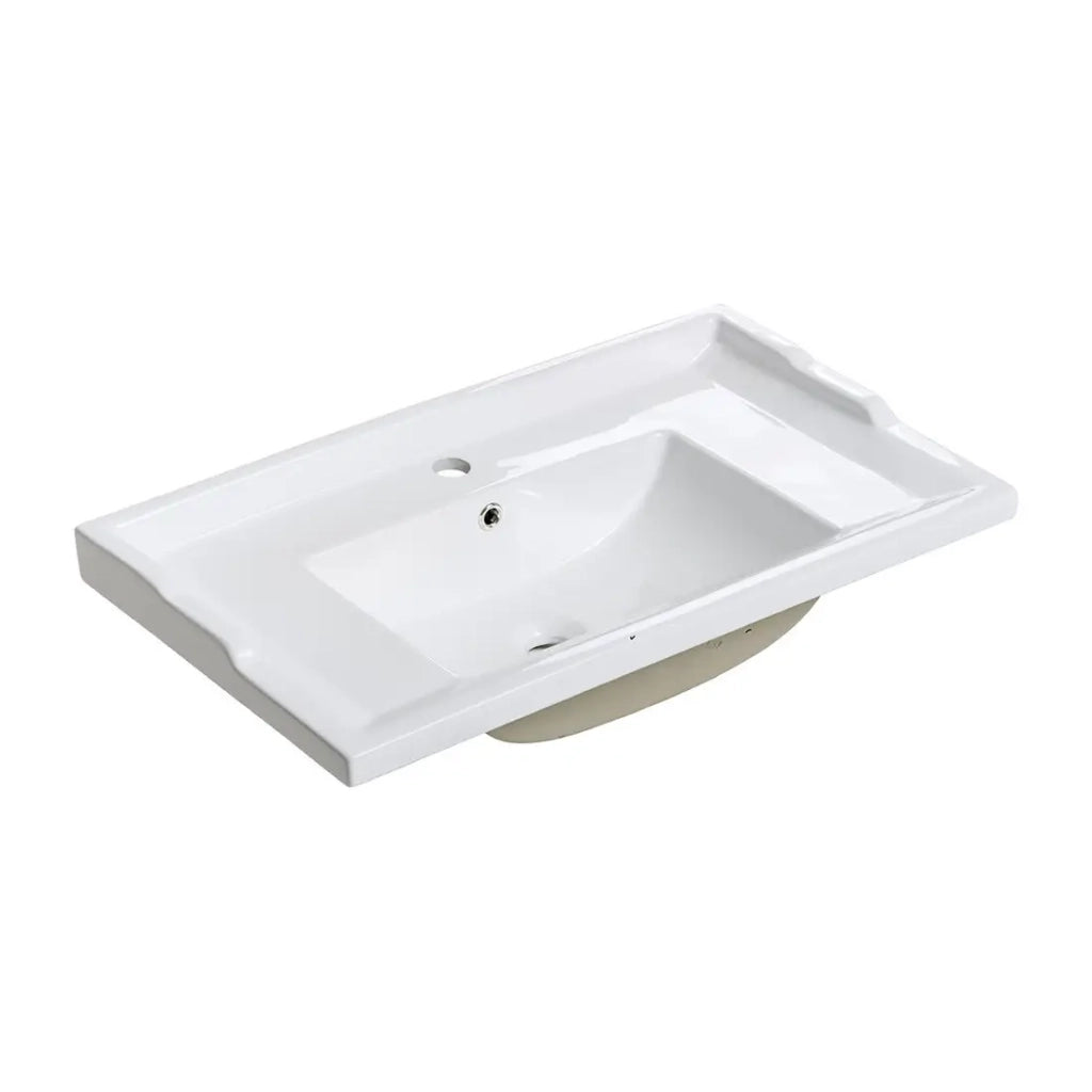 Lavabo da incasso VICTORIA 80 cm ceramica bianco brillante stile retrò
