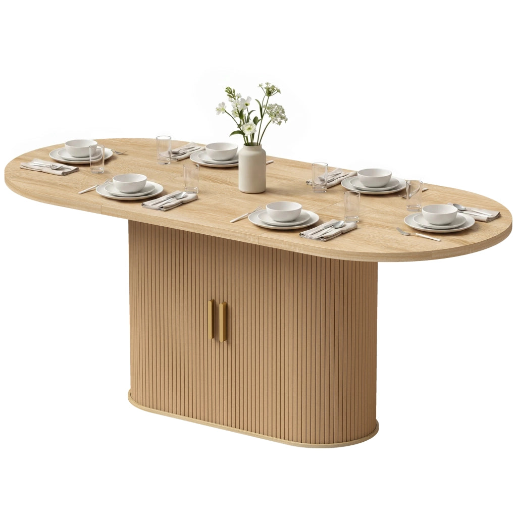Table à Manger Ovale pour 6 Personnes Moderne 180x80x75cm Chêne