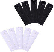 10 pezzi di allungamento elastico per jeans da gravidanza adattabile - (Nero Bianco)