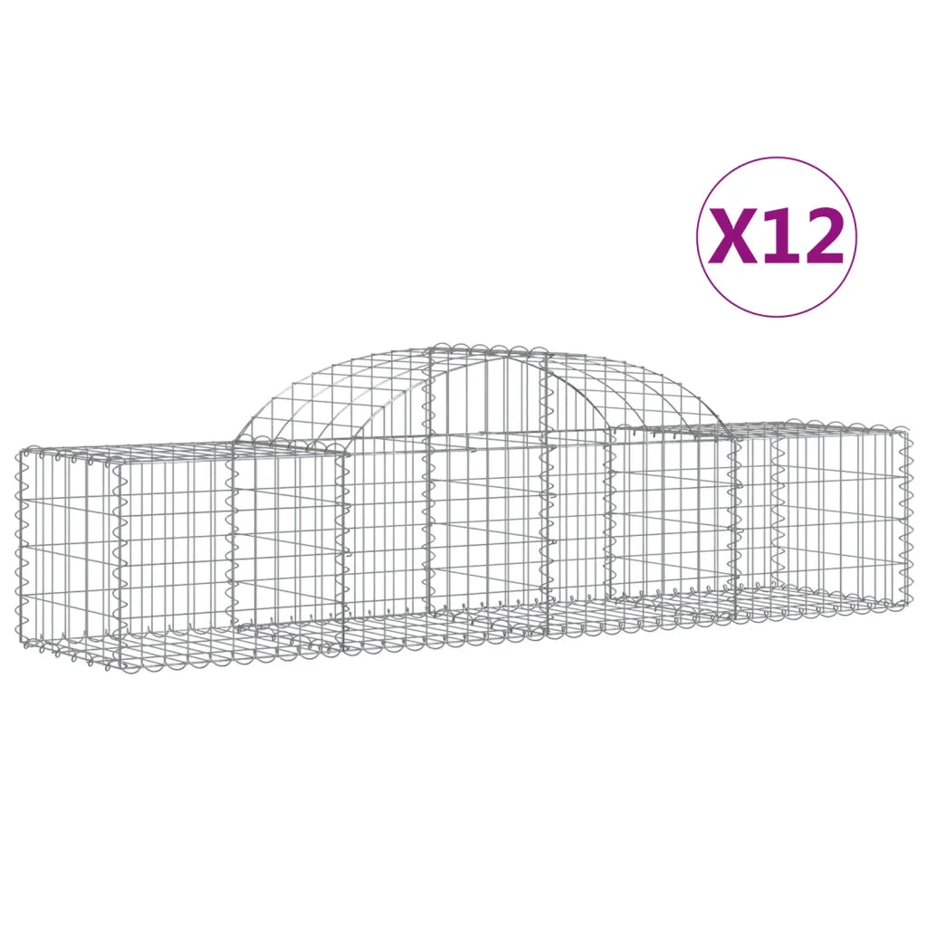 Cesti Gabbioni ad Arco 12 pz 200x50x40/60 cm Ferro Zincato 3146267