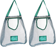 Set di 2 sacchetti di tessuto per verdure e frutta - 41 x 30 cm - Respiranti e riciclabili - Borse di spesa sostenibili (verde)