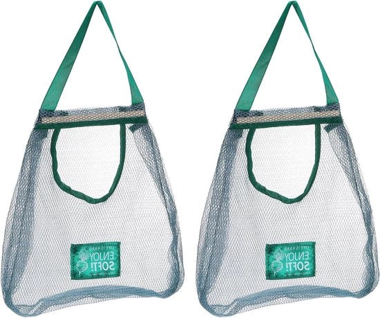 Set di 2 sacchetti di tessuto per verdure e frutta - 41 x 30 cm - Respiranti e riciclabili - Borse di spesa sostenibili (verde)