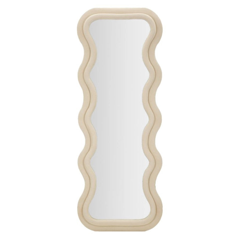 Specchio Da Muro Emily Velluto Crema cm 60x6x160