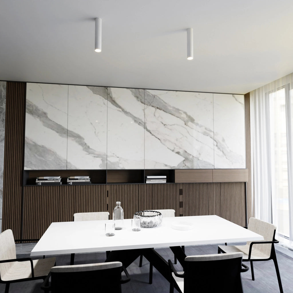 Plafoniera Moderna Faretto Marduk 1 Luce Acciaio Bianco 30 Cm