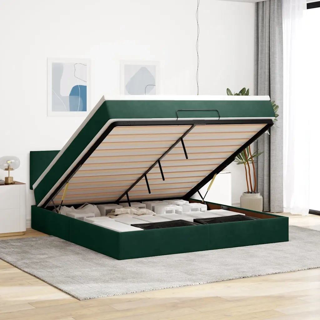 Struttura Letto Pouf con Materasso 180x200 cm in Velluto