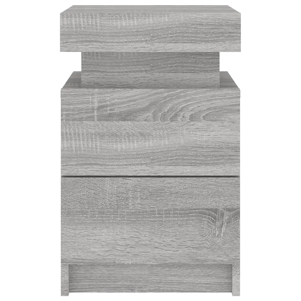 Comodino | Armadio da Notte | Mobiletto da notte con Luci LED Grigio Sonoma 35x39x55 cm