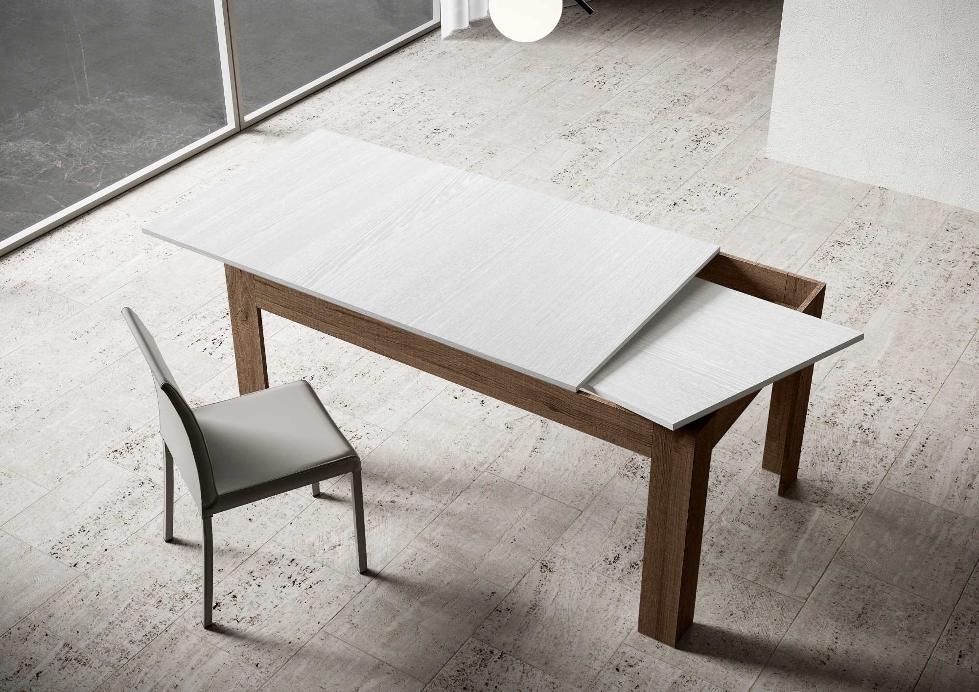 Tavolo Allungabile 120-180x90x77 cm Bibi Mix Bianco Frassino