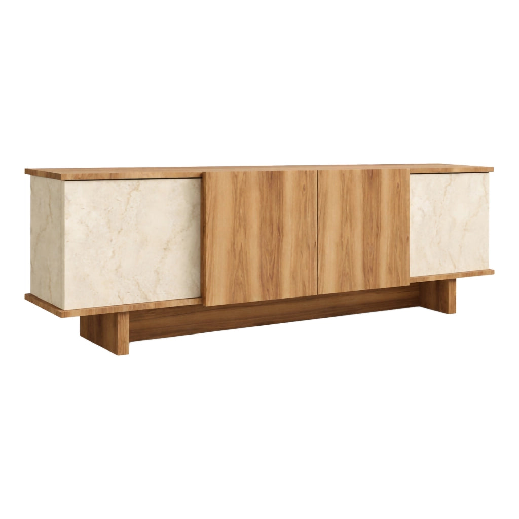 Clusone, Mobile Porta tv un Ripiano, 180x33x50h cm Beige Marmo