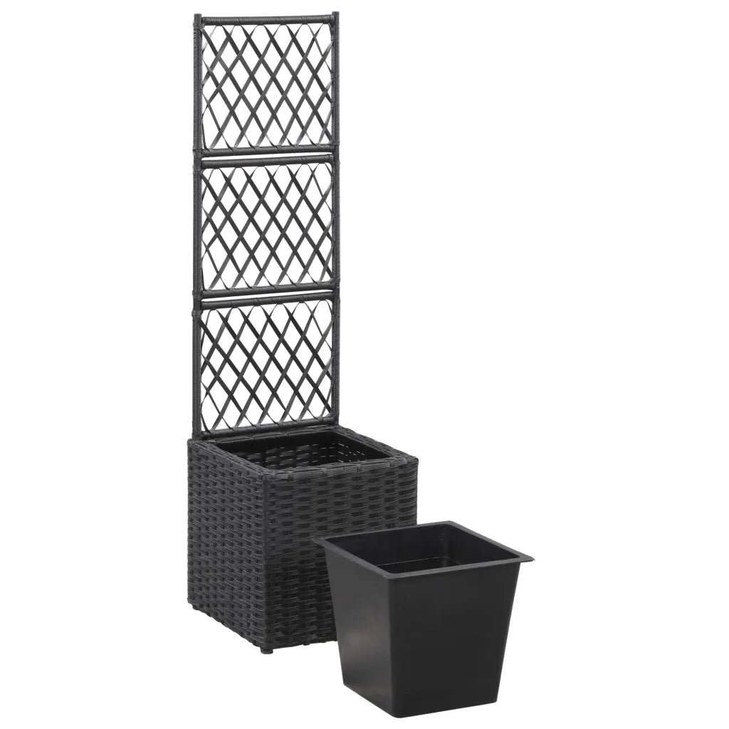 Letto Rialzato con Traliccio 1 Vaso 30x30x107cm Polyrattan Nero cod mxl 43459