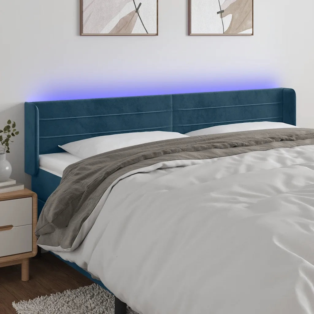 Testiera a LED-Testata con LED Blu Scuro 183x16x78/88 cm in Velluto 553903