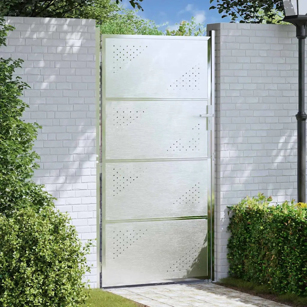 Cancello da giardino Argento 96 x 200 cm Acciaio inossidabile 3402589