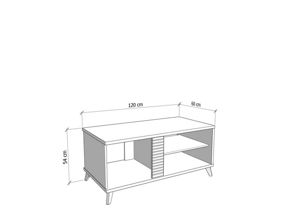 Frati, Tavolino da Salotto con Piedini, 120x60x54h cm Marrone Rovere Nodi