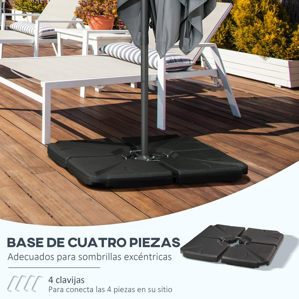 Base per Ombrellone 4 Pezzi Riempi con Sabbia o Acqua ¨C zephmum ¨C 72 kg Sabbia 56 kg Acqua Nero