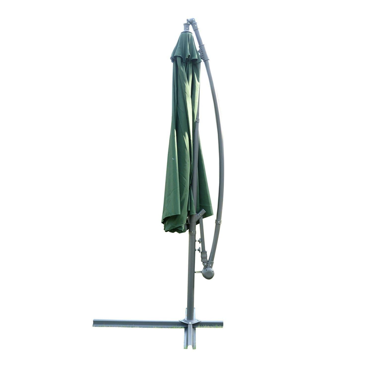 Ombrellone da Giardino Decentrato Ø3m in Metallo e Poliestere Verde