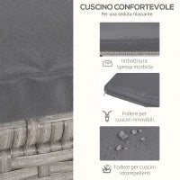 Set Mobili da Giardino Esterno Tavolo con 4 Sedie 4 Poggiapiedi 9pz Rattan Grigio