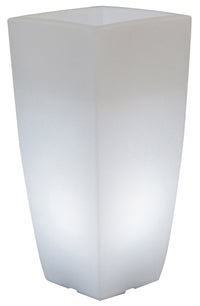 Vaso Luminoso Quadrato 40x40x90 cm in Resina Bauer Bianco Ghiaccio