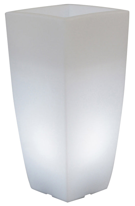 Vaso Luminoso Quadrato 40x40x90 cm in Resina Bauer Bianco Ghiaccio