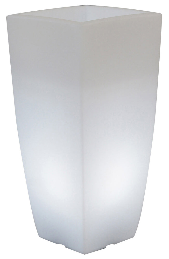 Vaso Luminoso Quadrato 40x40x90 cm in Resina Bauer Bianco Ghiaccio