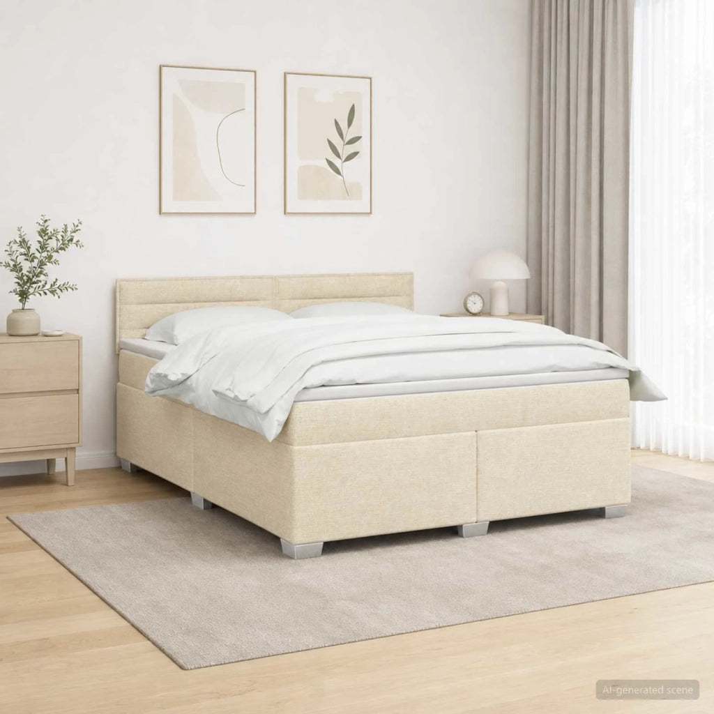 Letto con Box Spring, Materasso e LED Crema 140 x 200 cm 3451957