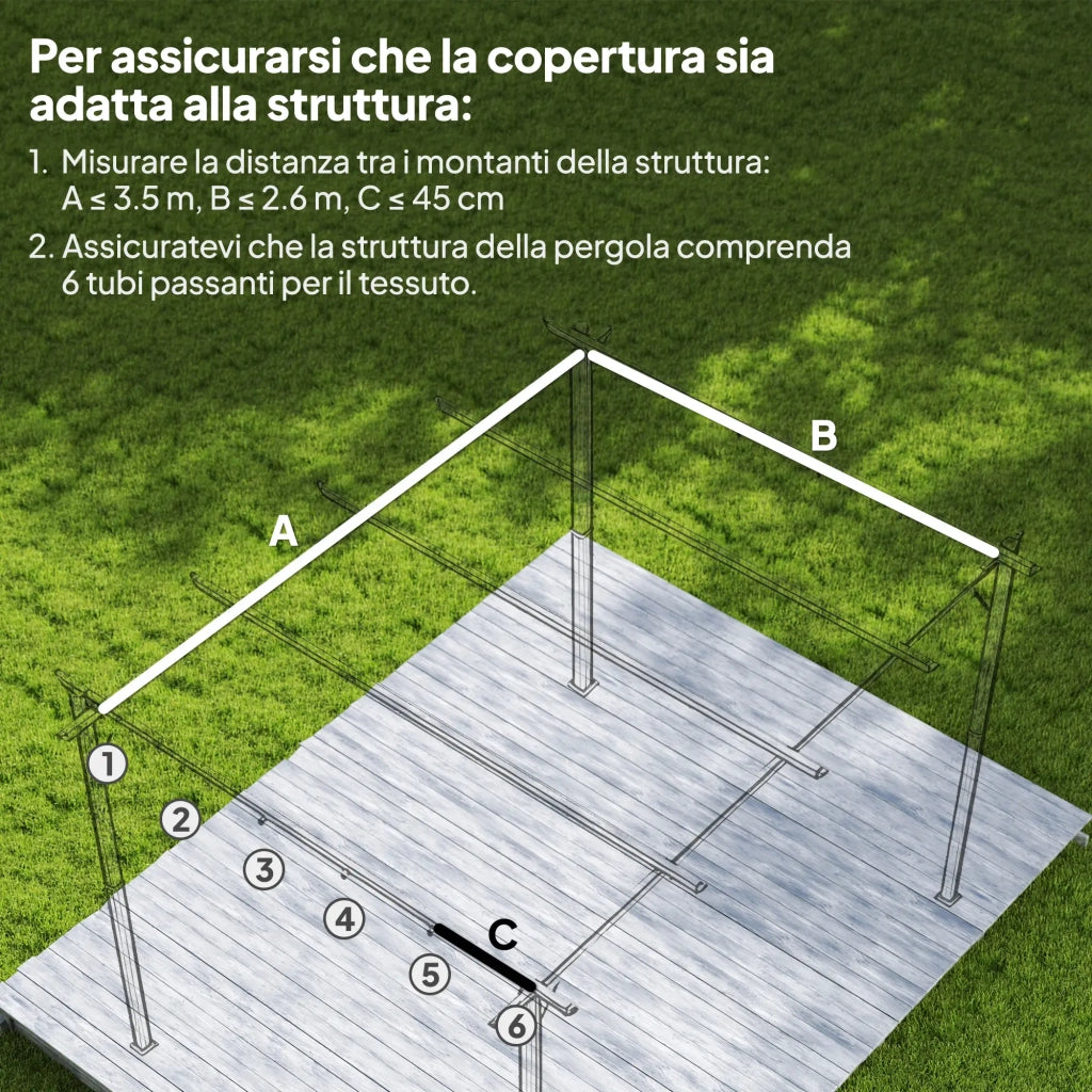 Tetto di Ricambio per Pergola Gazebo da Giardino 300x400 cm in Poliestere Caffè