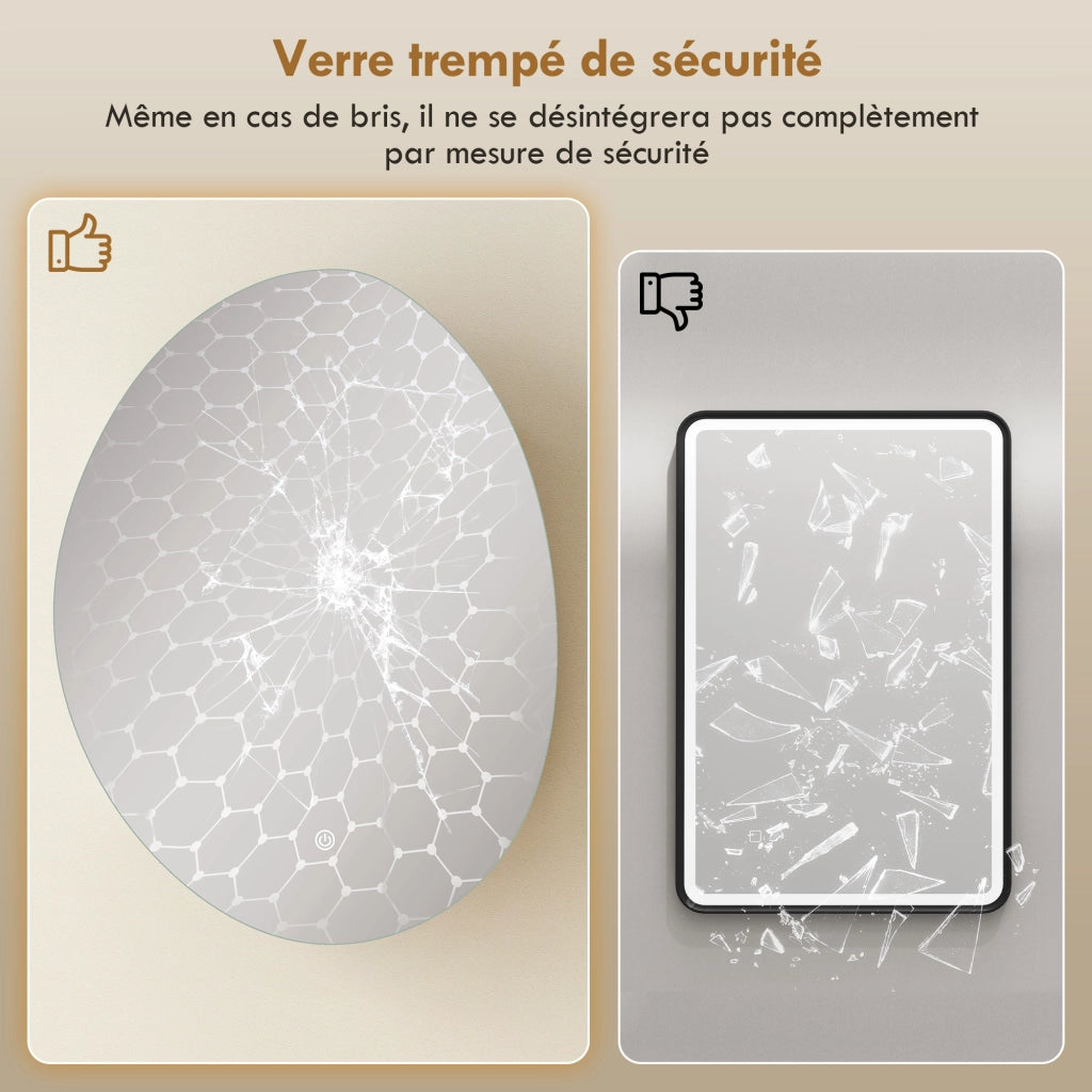 Armadietto bagno con specchio LED ¨C zephmum ¨C bianco 50x14x70cm