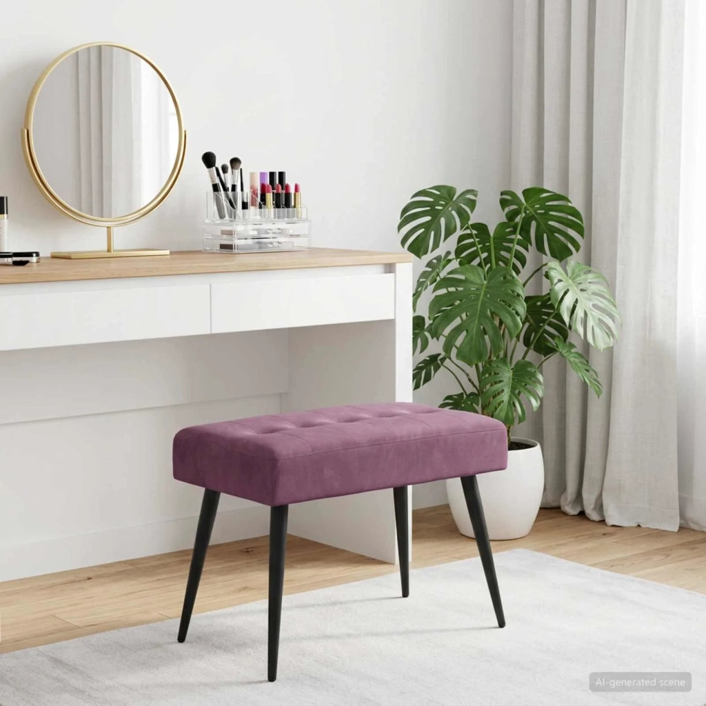 Panchina con bottoni imbottiti Viola 60 x 40 x 45 cm Velluto 42038514