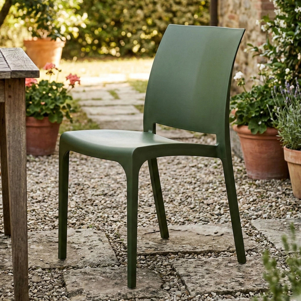 Sedia da esterno Camo, Seggiola da giardino, Seduta outdoor multiuso, Panchina da giardino, Made in Italy, 54x46 h80 cm, Verde