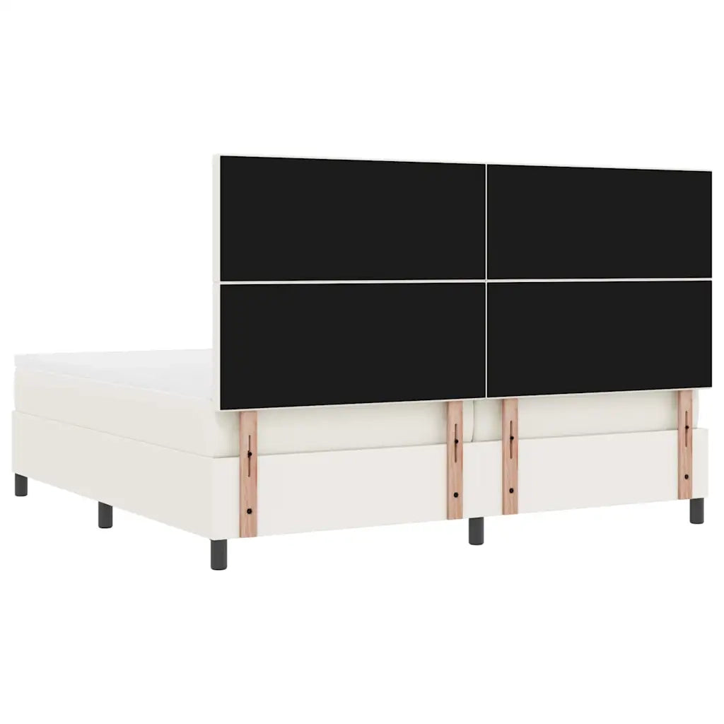 Letto a Sorgente LED con testiera Crema e Bianco 200 x 200 cm